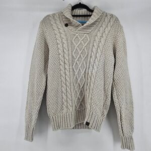 Chunky Cable Knit Shawl Collar Sweater Boys 12 14Y Fisherman Preppy Old Money